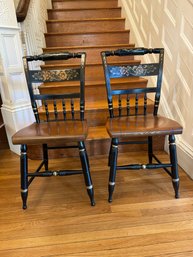 #LR577 2 Signed Hitchcock Signed Chairs