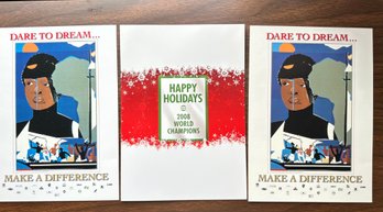 2008 World Champ Holiday Card & 2 Dare To Dream Autographed Cards - D85