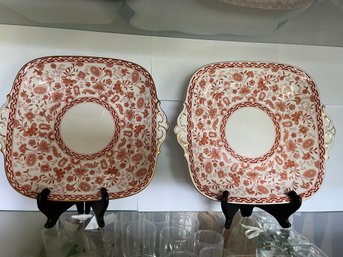 Pair Of Royal Crown Derby Square Serving Plates - C25
