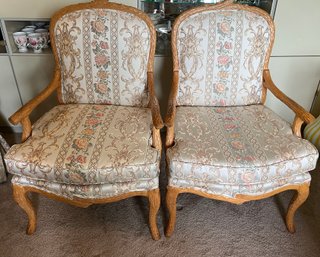 Two Beautiful French Provincial Inspired Upholstered Chairs Like New  - L1