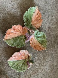 Two Harvest Hostess Serving Pieces - 3 Leaf 13 Inch / Single 8 Inch - L10