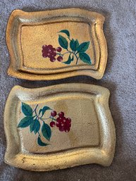 Two Golden Cherry Decorative  Serving Platters - L11