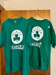 2 Boston Celtics 2008 Playoff T Shirts Sponsored By Reebok - D100