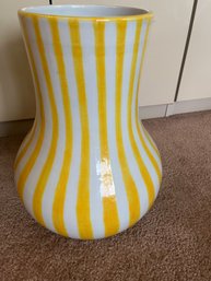 Large Vintage Bitossi Montelupo - Yellow And White Striped Vase - L22