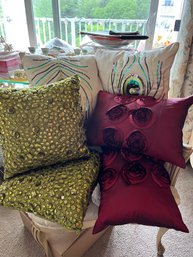 Six Adorned Decorative Toss Pillows  2 Of Each Design - L27