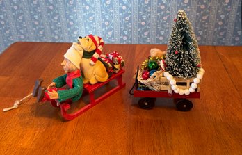 #435 Buyer's Choice Christmas Wagon & Sled And Dog