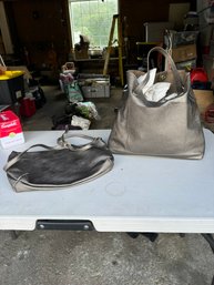 Lot Of 2 Bronze Leather Crossbody & Tote