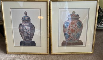 Pair Of Wall Pictures Depicting Oriental Ginger Jars - L55