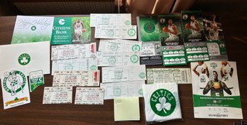 Boston Celtics Fun Lot: Cards, Tickets & New Old Blow Up CheerStix - D121