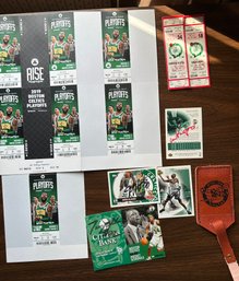 2019 Boston Celtics Playoff Tix, Walter Mccarthy, Mark Blunt & Tony Allen Signed Cards - D124