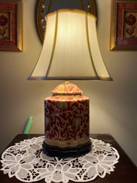 Ceramic Lamp With Wooden Base 20 Inches Tall - B1