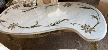 Inlaid Marble Coffee Table: Matching Round Tables In Auction Part 1  - D