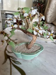 Glass Jade Bonsai Tree 10 Inches Tall - 2D14