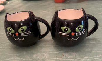 #483 Lot Of 2 Cat Mugs