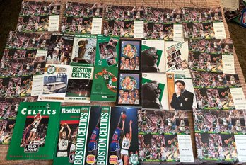 12 Boston Celtics Media Guides, Basketball Card Sheets, Etc - CBL12