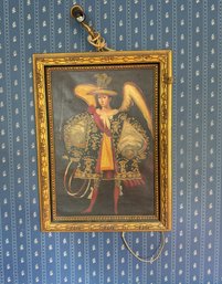 #489 Framed CUZCO SCHOOL 18TH CENTURY-STYLE Angel Arcabucero (Arquebusier Angel), Oil On Canvas