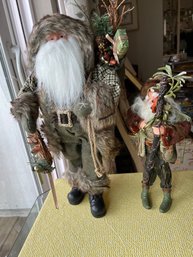 2 Exceptional Victoria Style Standing Santas - Earth-tone Colors - 2D23