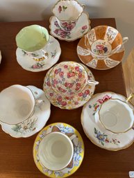 Lot Of 7 Cups And Saucers: Royal Stafford, Royal Albert, Etc. - LR7