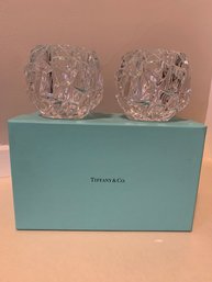 Tiffany & Co Rockcut Crystal Candle Holders