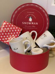 WILLIAMS-SONOMA Boxed Set Snowman Coffee Mugs MINT