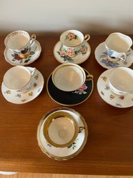 Lot Of 7 Cups And Saucers: Your Majesty The Queen,  Staffordshire, Bulgaria, Etc- LV8