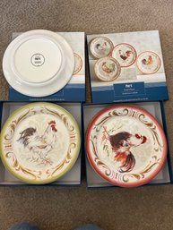 Pier One - 2 Boxes Of 4 Assorted Rooster 8 Plates - 2Den18