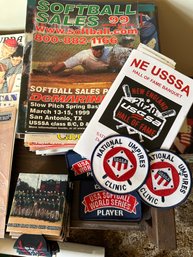 Stack Of Everything Softball Vintage Softball Sales Magazines, National Umpire Clinic Patches, Etc - BL138
