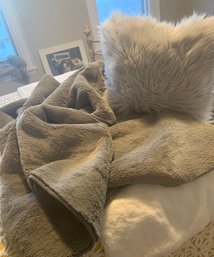 Restoration Hardware Faux Fur Blanket & Pillow