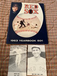 Red Sox 1963 Program, Harry Hooper Signed Cards - BL178