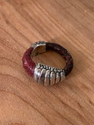 Lou Guerin Armadillo Sterling/leather Ring