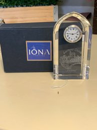 IONA Crystal Clock Lismore Castle W/box