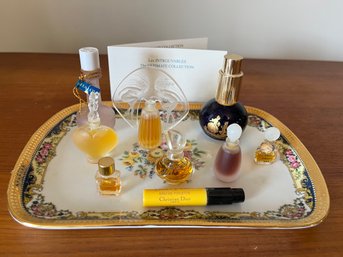 Ultimate Vintage Perfume Lot Of 9 Includes Lalique, Misha, Dior, Limoges And A Limoges Tray - LR33