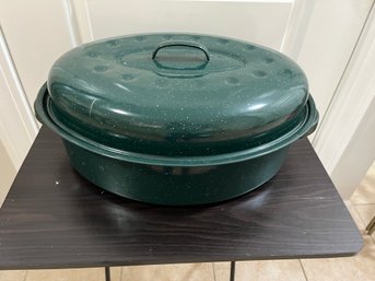 Green Enamel Covered Roasting Pan - K2