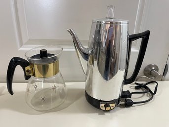 GE Electric Percolator And Vintage Coffee Carafe - K14