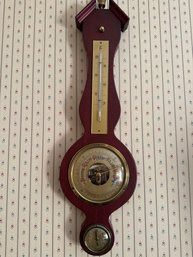 Vintage Wood & Brass Banjo Style Barometer Made In Western Germany - DN