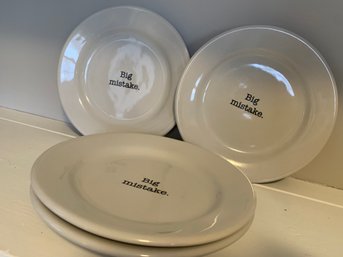 Fishs Eddy Big Mistake Plates (4) & Insult Bowls (2)