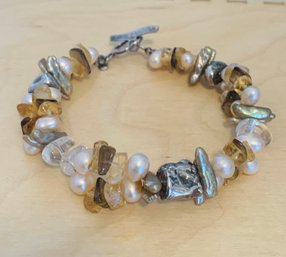 AVI SOFFER . Freshwater Pearls/quartz Sterling Bracelet Beautiful