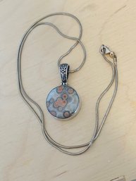 Ocean Jasper Sterling Silver Pendant On Sterling Chain