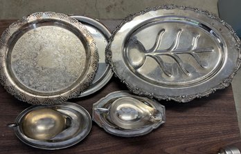 7 Piece Silver Plate Lot With Footed Large Platter - B12