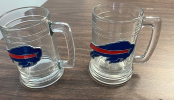 Pair Of Buffalo Bills Glass Beer Mugs - B17