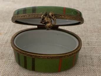 Vintage Limoges Porcelain Box With Squirrel Hinge