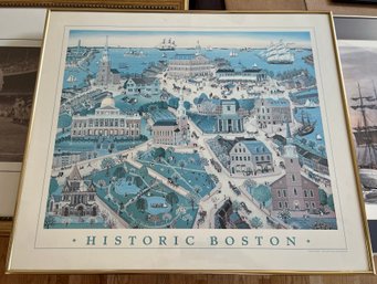 Gold Framed Historic Boston Limited Edition Print By Mary E Fox 1988 118/5900 - F41