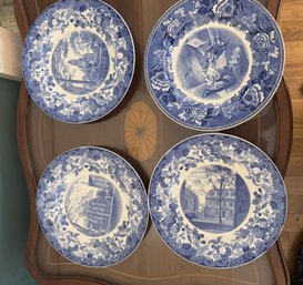 #97 Lot Of 9 Wedgewood Shreve Crump & Lowe Boston Historic Plates