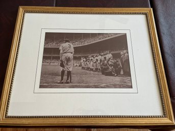 Babe Ruths Final Appearance In Uniform At Yankee Stadium 6/13/48 B&W Print Framed In Gold - F43