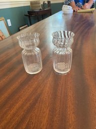 #113 Lot Of 2 Fine Crystal Toothpick Holders