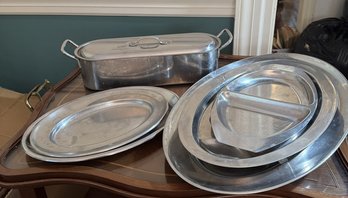 #124 Lot Of 6 Silverplate Platters