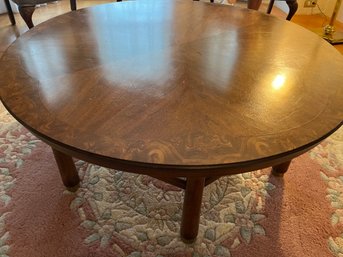 Vintage Round Low Wooden Coffee Table With 6 Legs And Brass Feet - LV5