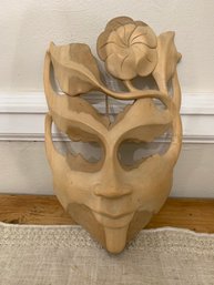 NOVICA Floral Wood Mask 'Frangipani Summer'