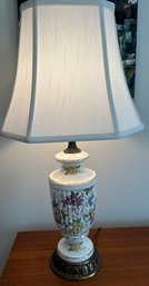 Vintage 3 Way Porcelain Floral Lamp With Shade - BR2