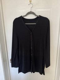 3 - Black Button Down Cardigan Size XXL Rayon